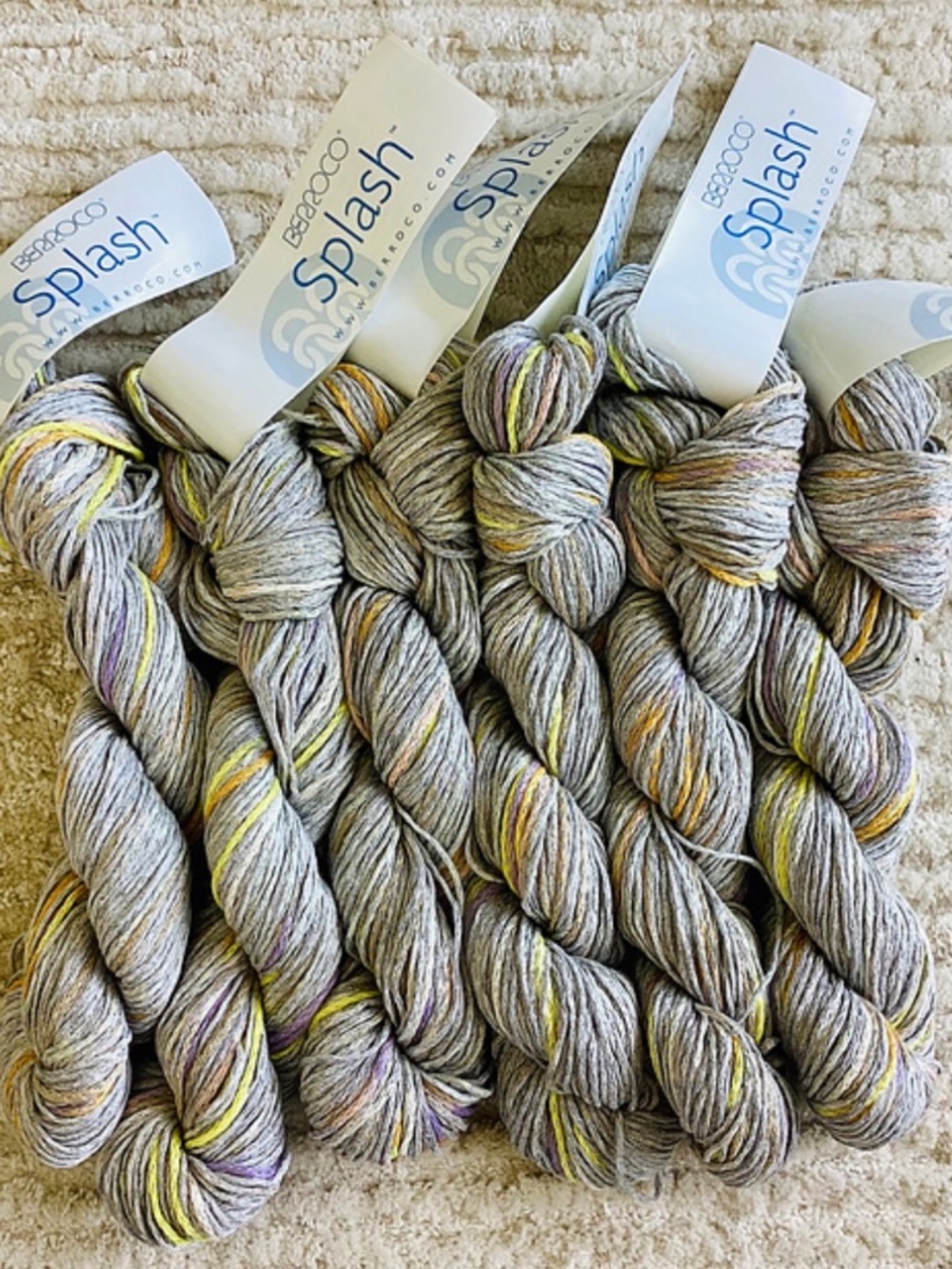 Lot Of 6 Skeins Berroco Splash yarn colorway Sedona #2413 Viscous Cotton Gray